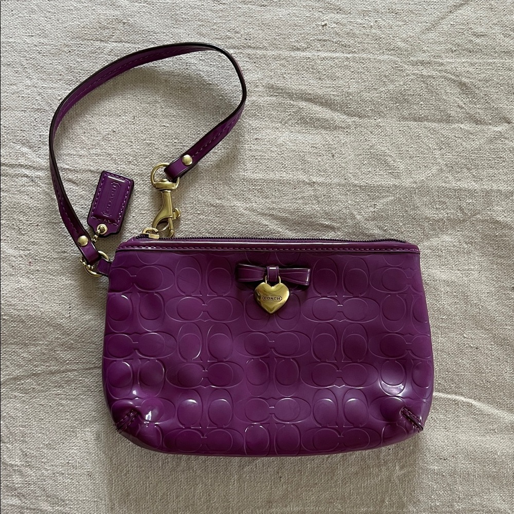 Coach Embossed Purple Wristlet